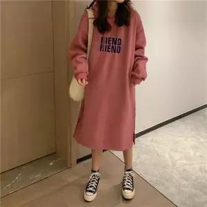 [하프클럽/]핑크 기모 롱원피스 겨울원피스