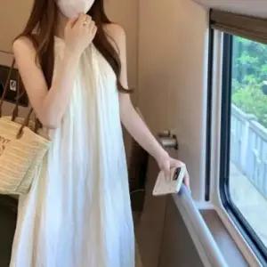 꼬임 홀터넥 여름 롱 드레스 해변 캐주얼 원피스