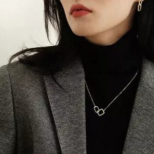 [마리엔코코][S]네모 사슬 펜던트 925 14k 도금 은 목걸이_IH