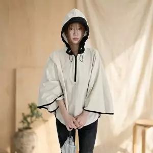 [옷자락]여성 간절기 루즈핏 나일론 후드 아노락 바람막이 점퍼