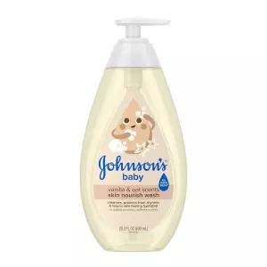 Johnson's 스킨 너리싱 모이스처 베이비 워시, 바닐라 및 귀리 향, 티어프리, 저자극성 바디 워시 클렌징,