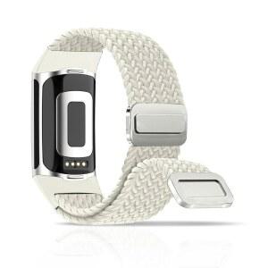 여성용 FITBIT CHARGE 6 밴드 / 5 밴드와 호환되는 CHINBER 땋은 여성 남성용 MAGNETIC CLASS ELASTIC NYLON FABRIC SPORT 스마트워치 VWJ