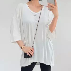 [아이우먼] 레이스라벨실키티셔츠 RAX949M606 빅사이즈_P427795166