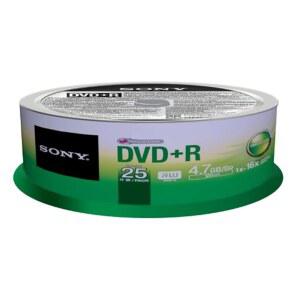소니 25DPR47SP 16X DVD+R 4.7GB 녹화 가능 DVD 미디어 - 25팩 스핀들 q5G