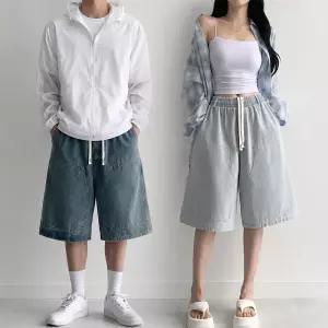 1+1 키작녀청바지 버뮤다청반바지 데님버뮤다팬츠 연청바지 진청바지 7부청바지