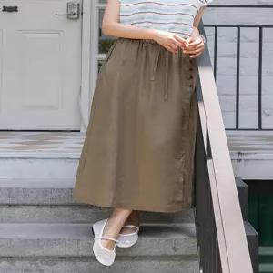 [WPBG]데이린 버튼 포인트 트임 린넨 스커트_3color