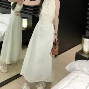 롱원피스 홀터넥 허리트임 심플 시크