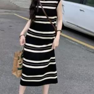 여성 스트라이프 나시 롱원피스 1P 허리라인 캐주얼 스커트 바캉스