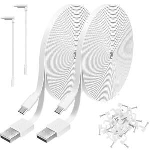 WYZE CAM V4, V3, 팬, OG, 전력 실내, 네스트캠 블링크, 호환되는 클라우드 및 20FT 2팩 카메라, 내구 연장 동기화 케이블 충전 USB-마이크로 아마존 USB 코드(화이트)와 데이터