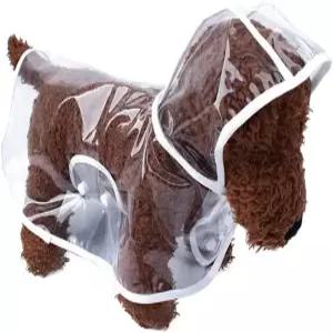 레오파캣 PVC 애완견 레인코트 방수 재킷 강아지 비 폰초 휴대용 통기성 경량 목 42cm 길이 가슴 적합