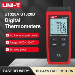 UNI-T UT320A 디지털 온도계 액체 용 미니 이중 접촉 열전대 유형 K J 테스터 -50 ℃ 1300까지
