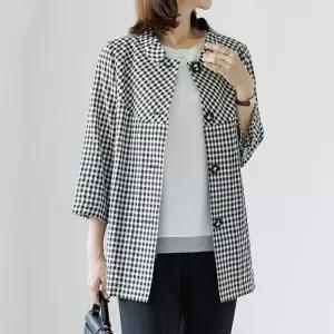 [데드라](99size)[THE BLACK] 차이나체크홑겹자켓 OUE3046