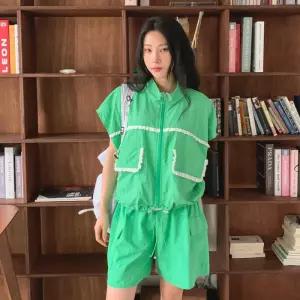 [다잇템]여자 키치무드 윈드브레이커 레이스 돌만 조끼