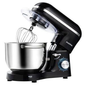 Aucma 스탠드 믹서, 6.5-QT 660W 6단 틸트 헤드 푸드 도우 후크가 있는 주방 전기 와이어 채찍 및 비터(6.5QT, 블랙)