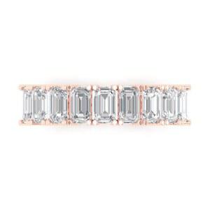 2.61 ct 브릴리언트 에메랄드 컷으로 클리어 다이아몬드 14k 화이트 골드 이터널 디자이너 브라이덜 웨딩 밴드 반지 제작