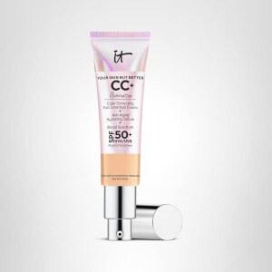 IT 화장품 CC+ 크림 일루미네이션 - SPF 50+, 컬러 코렉터 및 수분 공급 안티에이징 세럼, 가수분해 콜라겐 + 펩타이드를 함유한 래디언트 풀 커버 파운데이션 1.08