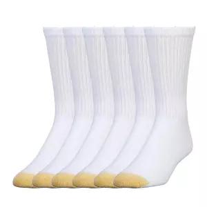 Gold Toe 남성용 656s 면 크루 운동용 양말 세트, 양말, 여러 켤레, 화이트 (6 쌍).