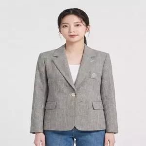 [/드라로얄] 체크패턴 원버튼 자켓_RB34WJAM09Z