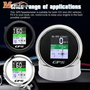 GPS 안테나와 85mm 디지털 속도계 주행 거리계 TFT 스크린 IP67 방수 전압계 12V 24V 보트 자동차 오토바이