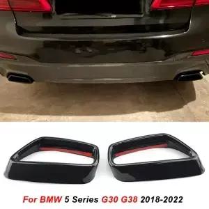 BMW 5 시리즈 G30 G31 2018-2021 스테인레스 스틸 블랙 자동차 배기관 커버 스티커 외부 수정 액세서리