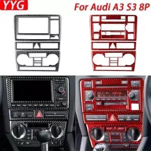아우디 A3 S3 8P 2006 2007 자동차 액세서리 탄소 섬유 중앙 AC 라디오 CD 네비게이션 패널 세트 트림 커버