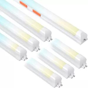 6팩 LED 상점 조명 4피트 3000k650k CCT 조절 가능 15W40W 링크 프로스팅 커버 5 600LM T8 통합 튜브 차고
