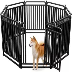 강아지 놀이펜 울타리 야외 두꺼운 금속 튜브 실내 저역치 개 소형/중형/대형견을 위한 32인치 높이 8개