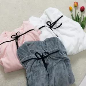 러블리 리본 극세사 수면 잠옷 세트 (3color) 파자마 털잠옷 겨울 결혼선물 신혼