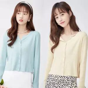 사계절 간절기 여성 베이직 차르르 예쁜 골지가디건니트 봄가디건 라운드 여자 가디건 브이넥