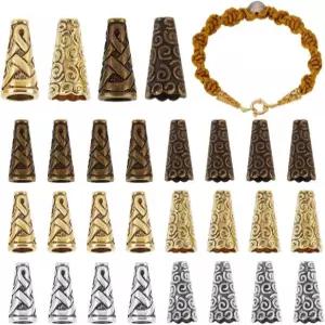 팬더홀 90pcs 구슬 콘 캡 금속 끝 애페틸러스 스페이서 귀걸이 팔찌 펜던트 주얼리 DIY 공예 크리스마스 트리 화환 만들기