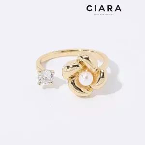 [하프클럽/]CIARA 14K Liveri 캐럿 앤 로즈 진주 반지(GoldPlated)