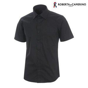 [Roberta di Camerino]로베르타디까메리노 남성용 면폴리스판 일반핏 블랙 반소매 셔츠 RO9-303-9