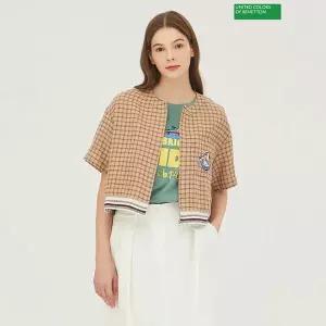 [하프클럽/베네통]베네통 베티 체크 반팔 자켓 BAJK01341_BG