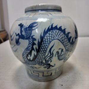 명대 청화백자 용봉문 단지 높이10cm 지름14cm 무게722g 단초마을 골동품/수집품/도자기