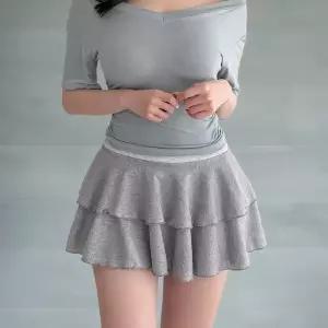 [하프클럽/]여성 트윙클 티어드 프릴 미니스커트