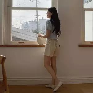 [하프클럽/]여성 면원단 미니스커트 백밴딩 슬릿 치마바지