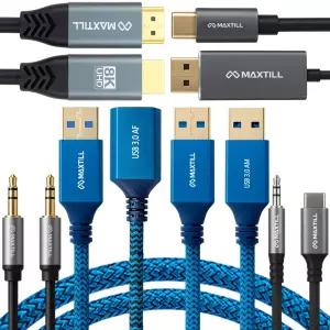 고급형 USB 3.0 연장 케이블 연결선 연장선 AUX 스테레오 8K HDMI DP C타입 LAN 변환 어댑터 케이블