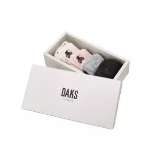 [닥스](강남점)DCSS6F820I1 베이지 로고자수 면혼방 덧신양말4종세트