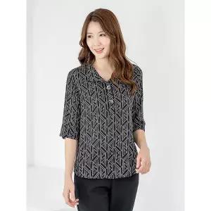 엄마옷 블라우스 반팔 카라 나염 604FGH118 마담/중년여성/빅사이즈/50대/60대