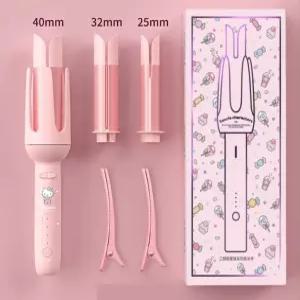 키티 머리손질 선물 데이트 산리오캐릭터 굿즈 드라이 전자동고데기 스틱타입 28MM 더블 그루브 커버 웨이브 32mm