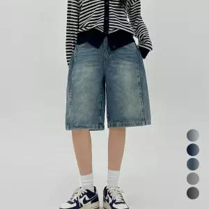 코모도 여성 청 반바지 5부 7부 사이드 절개 와이드 버뮤다 데님 팬츠 (2단기장) 4000