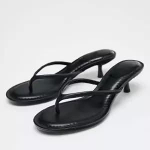 자라 스페인 슬리퍼 키튼힐 여름 쪼리 블랙 브라운 5cm 