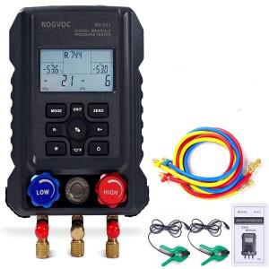 디지털 매니폴드 게이지 HVAC 냉매 세트 2개의 온도계 클램프 포함, R22/R410A/R134A/1234YF 충전 키트용