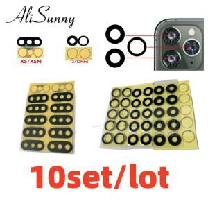 ALISUNNY 10PCS 후면 카메라 유리 아이폰 PRO 13 호환 14 13MINI 부품 11 12 XS 커버 MAX XR 스티커 캠 홀더
