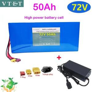 VTET 새로운 72V 50Ah 18650 리튬 배터리 팩 전기 고품질 BMS 3000W 고전력 +  84V3A DIY