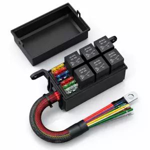 ATC/ATO 스마트 LED 표시등 퓨즈가 장착된 MGI 스피드웨어 6방향 박스 - 자동차 트럭 해양 및 보트용 2V