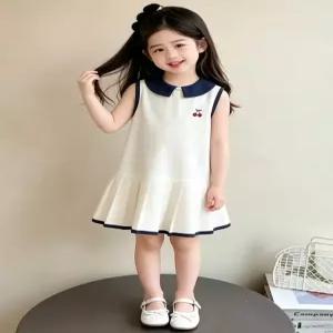 여아 체리 자수 카라 원피스 공주 드레스 프릴 PK티