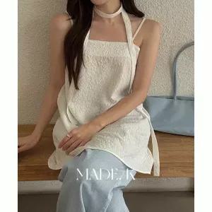 율렌 플라워 엠보 타이 나시 미니 원피스 여름 여성 데일리룩 데이트룩 민소매