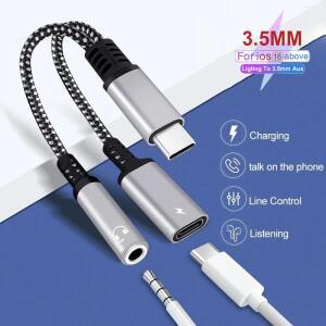 PD 60W USB 타입 C 3.5mm   충전 어댑터 2-in-1 AUX 오디오 잭 동글 케이블 삼성용 고속 13cm
