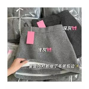 엘럽 여자 정장 스커트 그레이 모직 봄가을 노출 방지 A라인 힙업 원템3